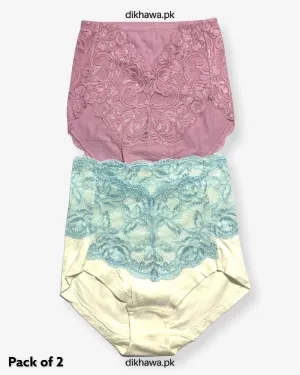 Pack of 2 Imported Stocklot Branded Cotton Panty Stretchable Cotton Lace Panty 2021