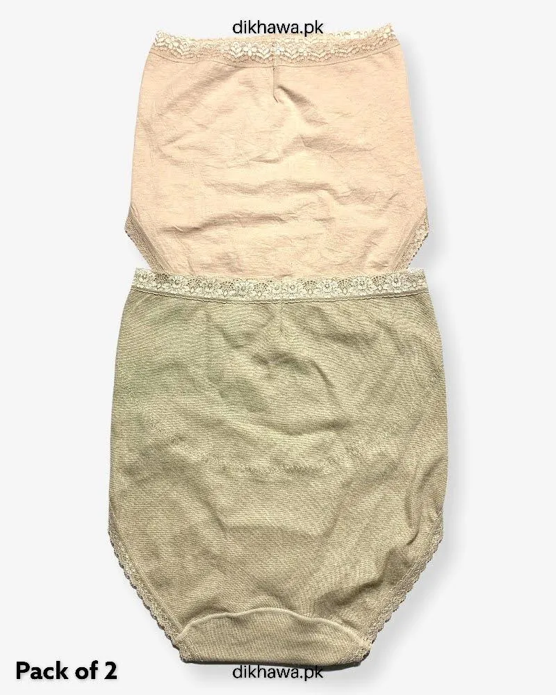 Pack of 2 Imported Stocklot Branded Cotton Panty Stretchable Cotton Lace Panty 2021