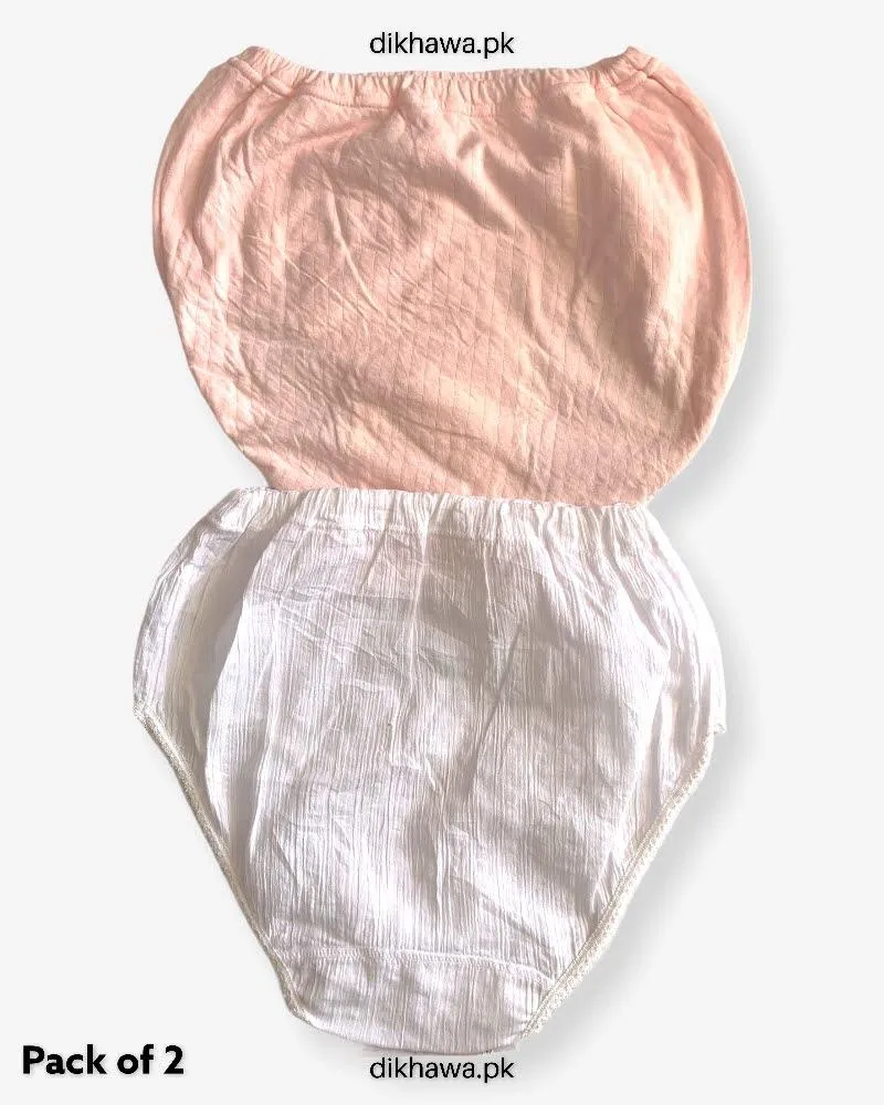 Pack of 2 Imported Stocklot Branded Cotton Panty Stretchable Cotton Lace Panty 2021