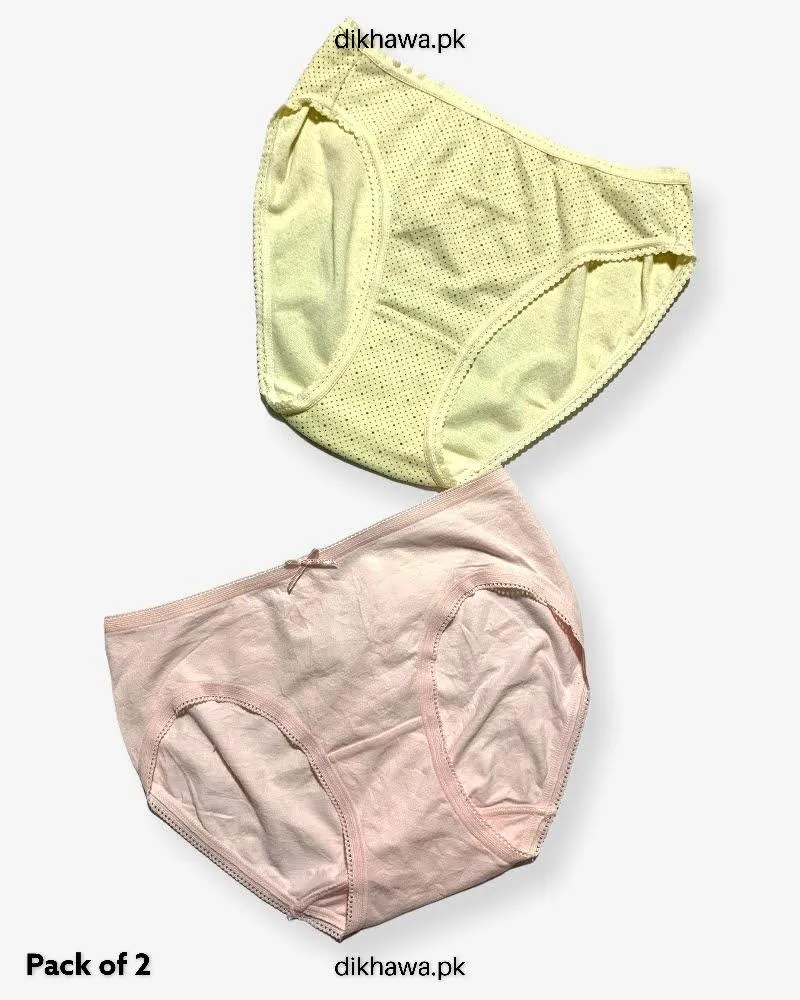Pack of 2 Imported Stocklot Branded Cotton Panty Stretchable Cotton Lace Panty 2021