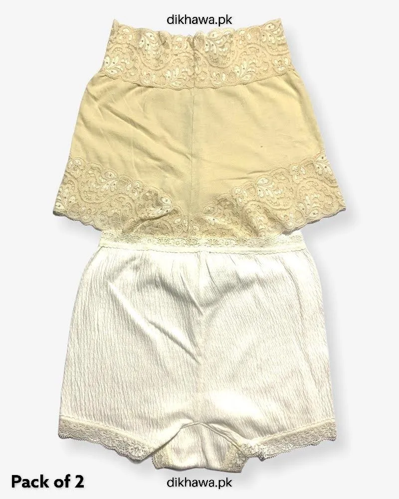 Pack of 2 Imported Stocklot Branded Cotton Panty Stretchable Cotton Lace Panty 2021