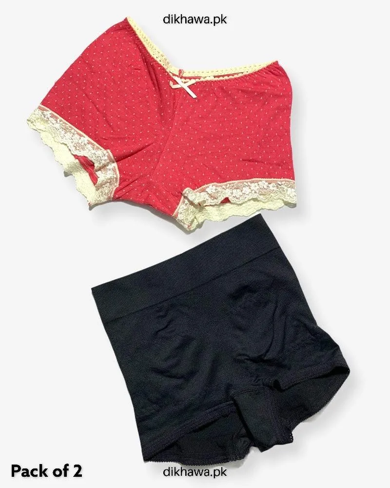 Pack of 2 Imported Stocklot Branded Cotton Panty Stretchable Cotton Lace Panty 2021