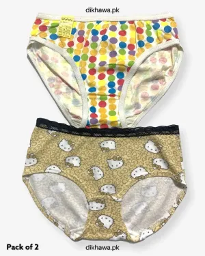 Pack of 2 Imported Stocklot Branded Cotton Panty Stretchable Cotton Lace Panty 2021