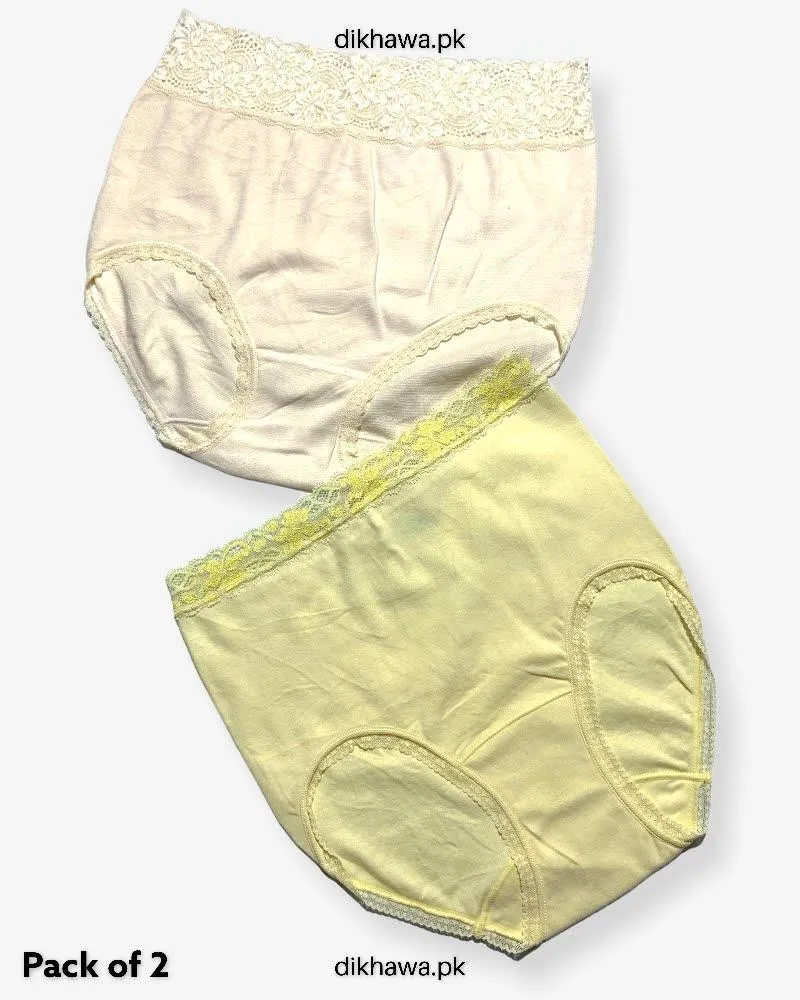 Pack of 2 Imported Stocklot Branded Cotton Panty Stretchable Cotton Lace Panty 2021