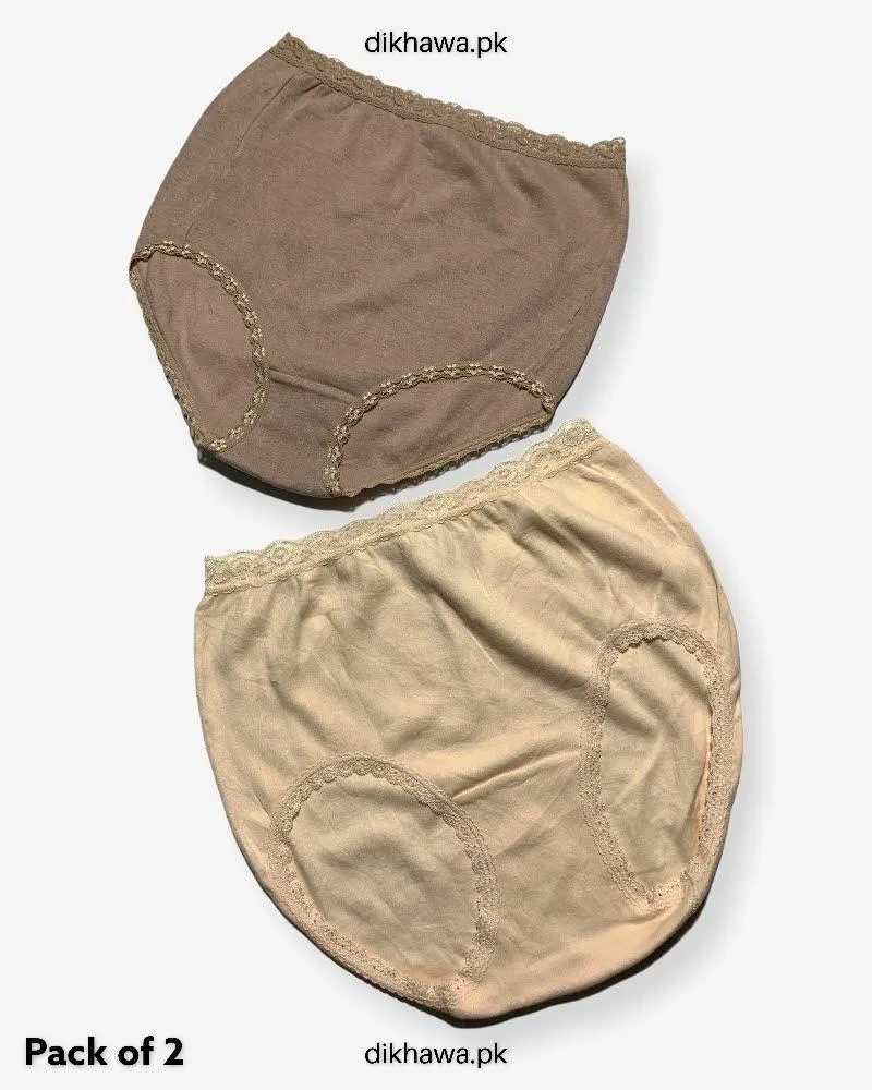 Pack of 2 Imported Stocklot Branded Cotton Panty Stretchable Cotton Lace Panty 2021