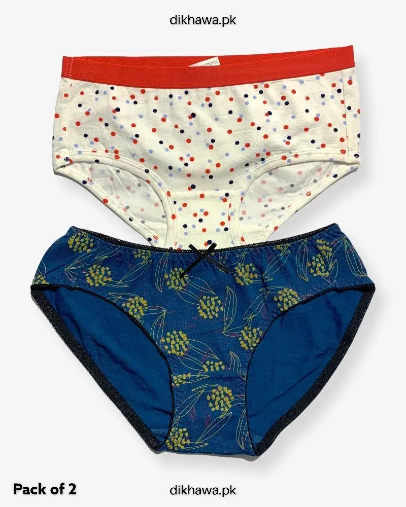 Pack of 2 Imported Stocklot Branded Cotton Panty Stretchable Cotton Panty 2021