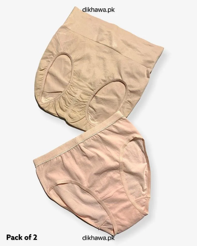 Pack of 2 Imported Stocklot Branded Cotton Panty Stretchable Cotton Panty 2021