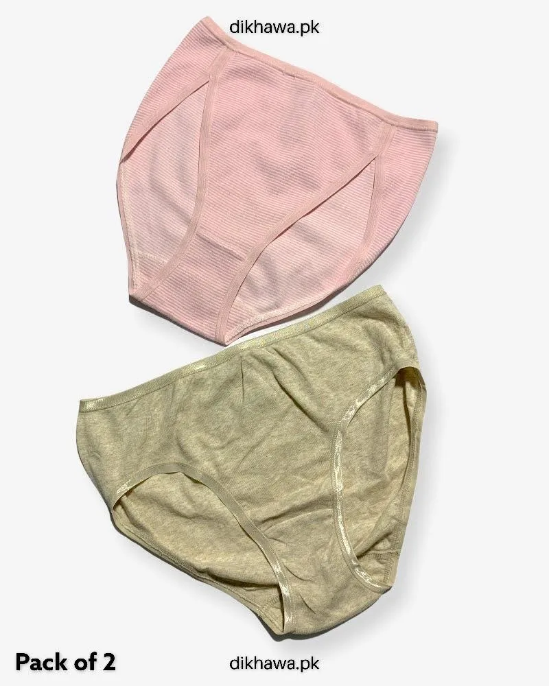 Pack of 2 Imported Stocklot Branded Cotton Panty Stretchable Cotton Panty 2021