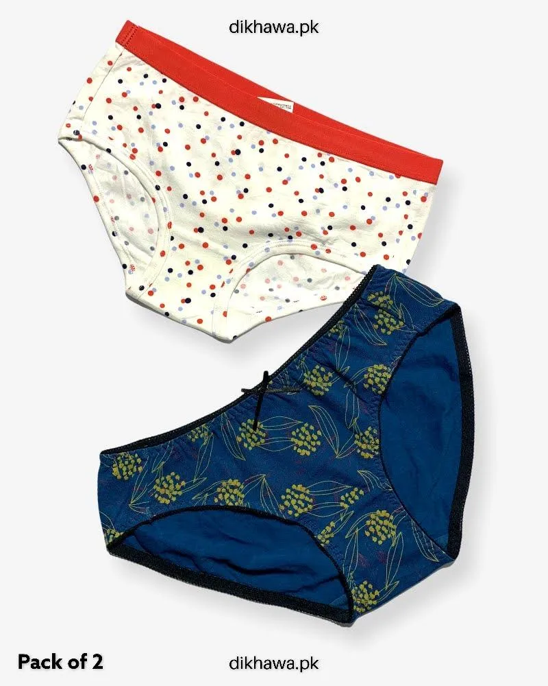 Pack of 2 Imported Stocklot Branded Cotton Panty Stretchable Cotton Panty 2021