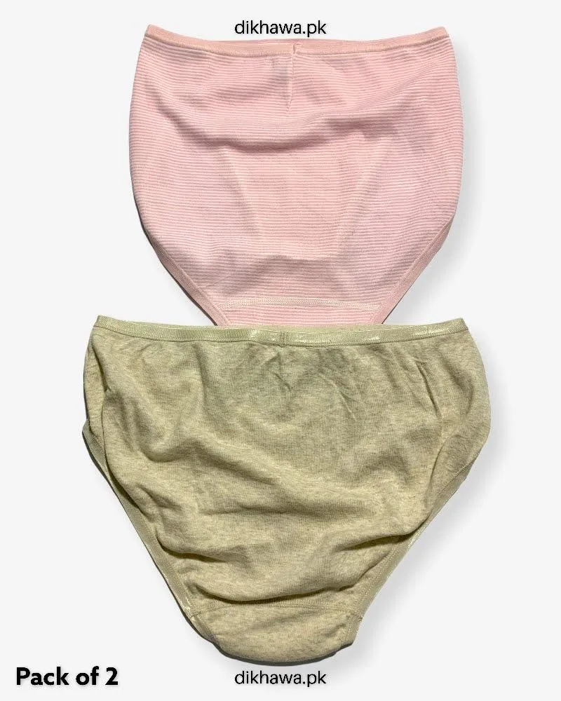 Pack of 2 Imported Stocklot Branded Cotton Panty Stretchable Cotton Panty 2021