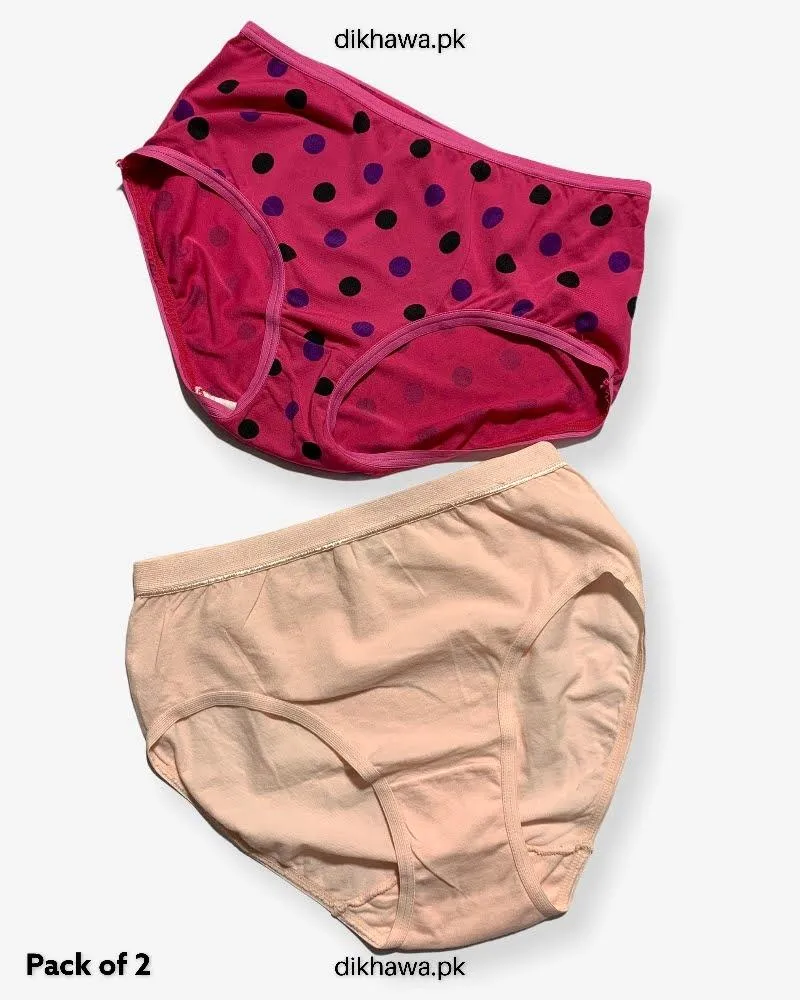 Pack of 2 Imported Stocklot Branded Cotton Panty Stretchable Cotton Panty 2021