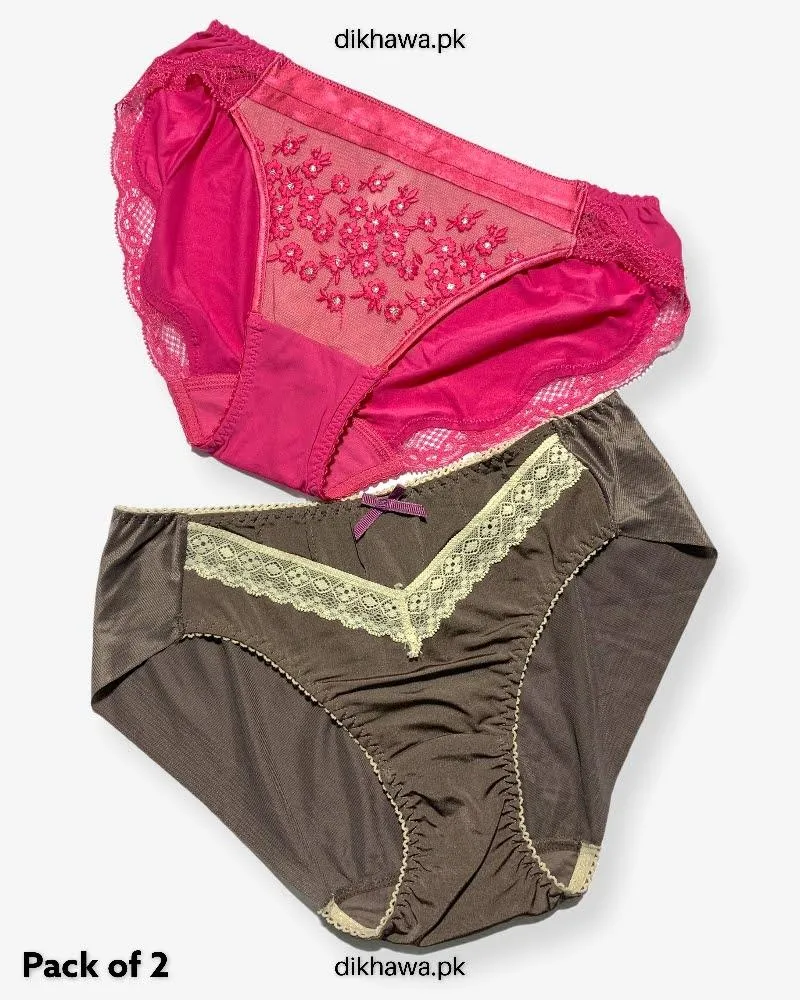 Pack of 2 Imported Stocklot Branded Net Panty Stretchable Net Lace Panty 2021