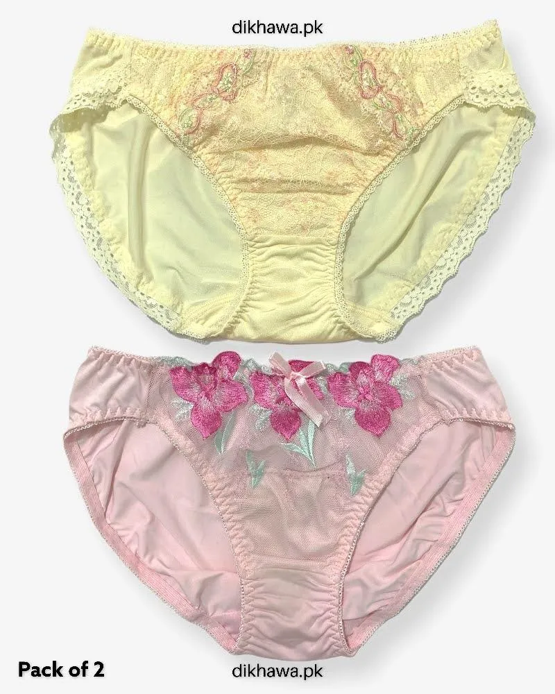 Pack of 2 Imported Stocklot Branded Net Panty Stretchable Net Lace Panty 2021