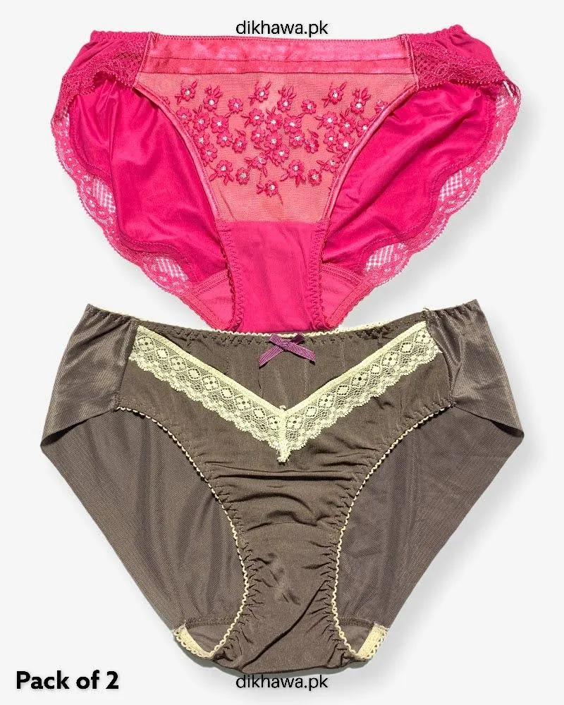 Pack of 2 Imported Stocklot Branded Net Panty Stretchable Net Lace Panty 2021