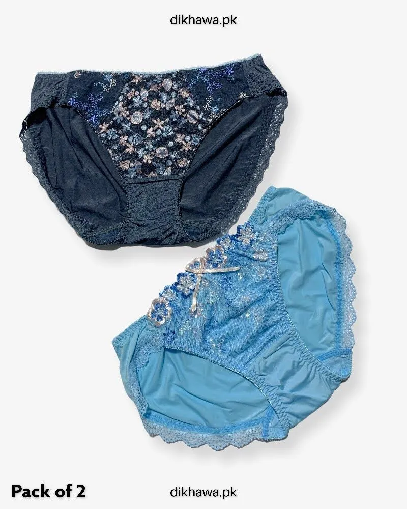 Pack of 2 Imported Stocklot Branded Net Panty Stretchable Net Lace Panty 2021