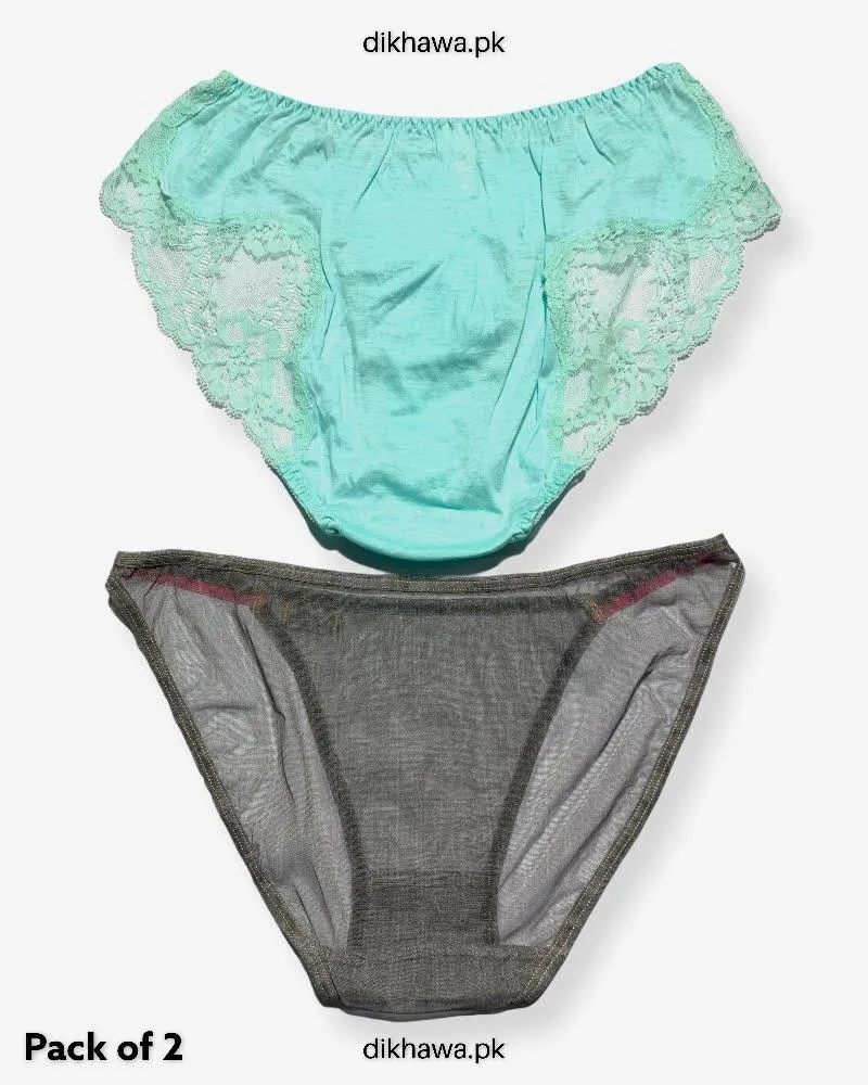 Pack of 2 Imported Stocklot Branded Net Panty Stretchable Net Lace Panty 2021