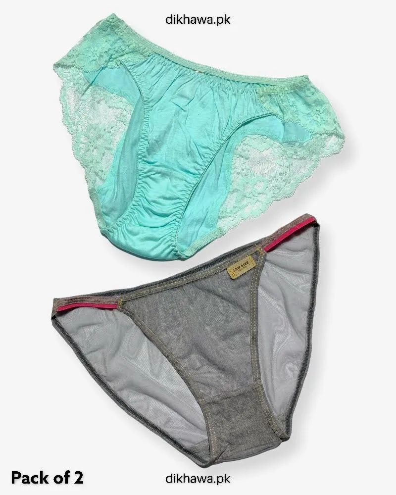Pack of 2 Imported Stocklot Branded Net Panty Stretchable Net Lace Panty 2021