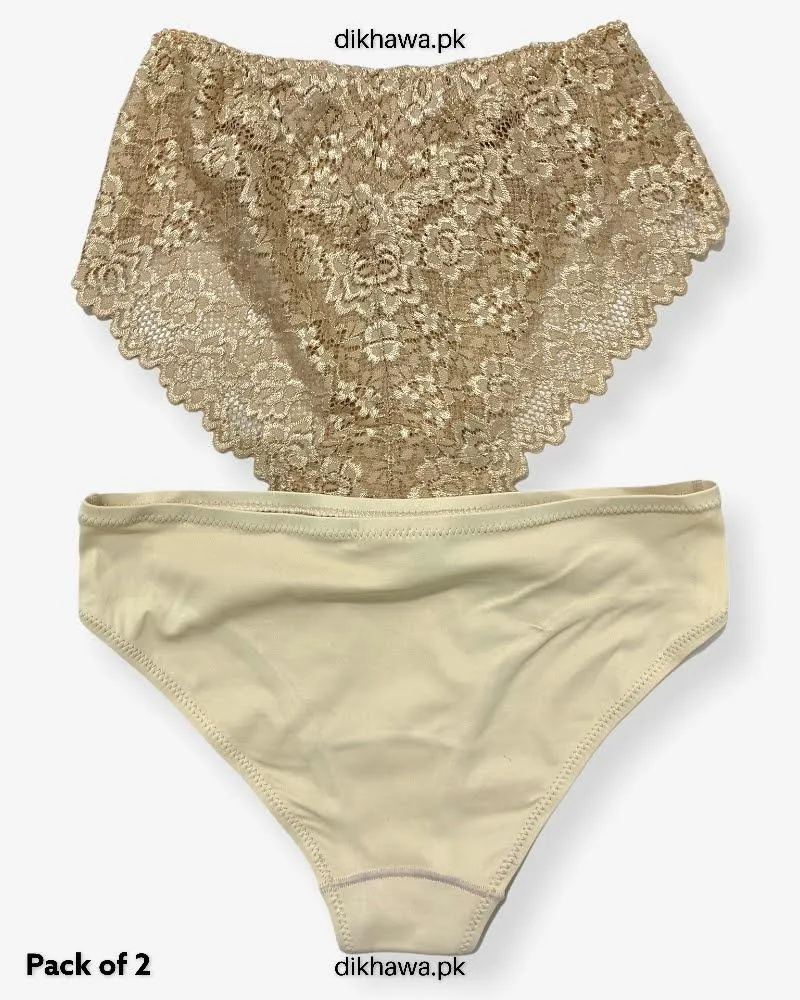 Pack of 2 Imported Stocklot Branded Net Panty Stretchable Net Lace Panty 2021