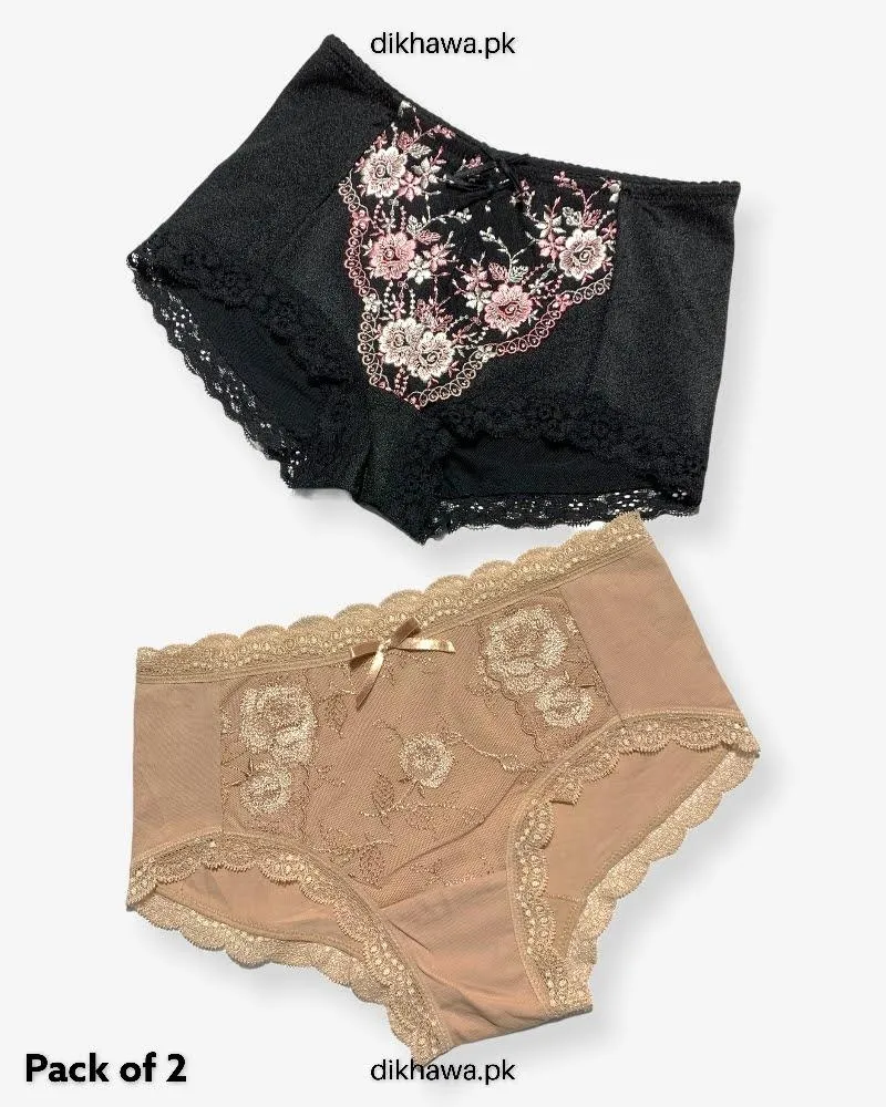 Pack of 2 Imported Stocklot Branded Net Panty Stretchable Net Lace Panty 2021