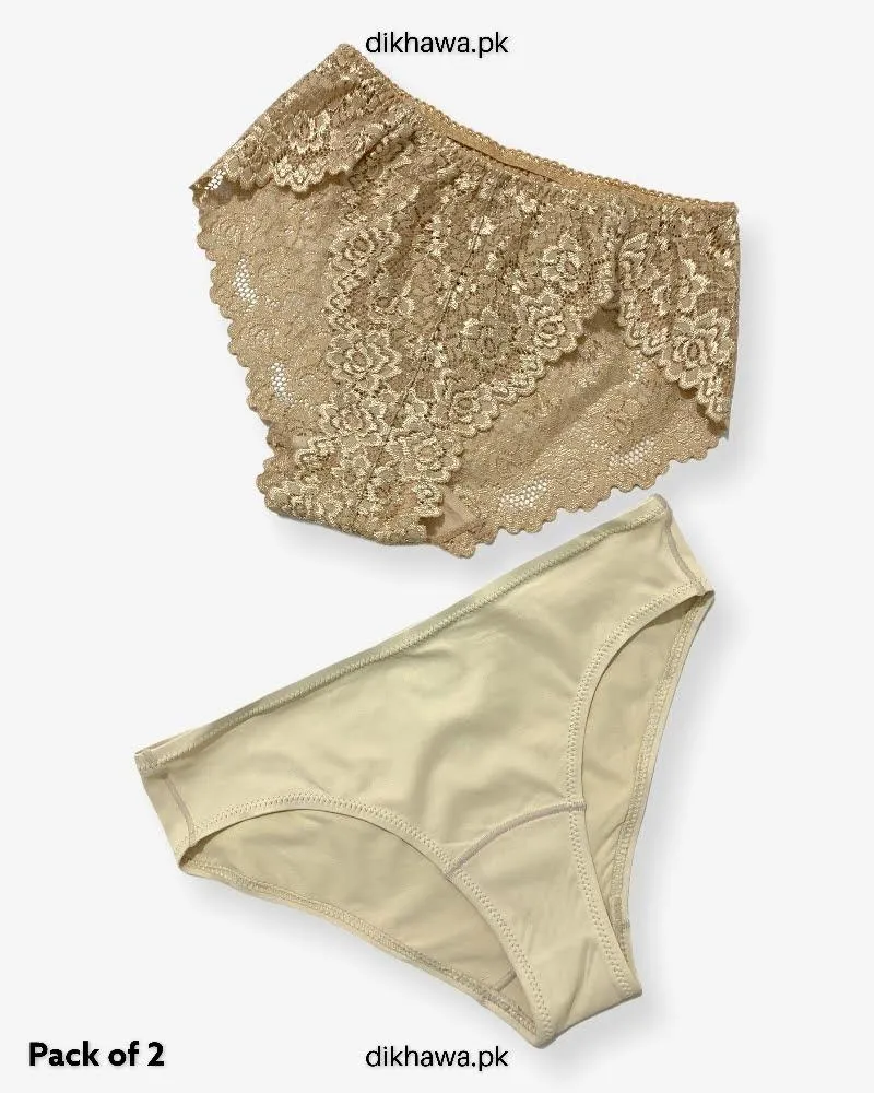 Pack of 2 Imported Stocklot Branded Net Panty Stretchable Net Lace Panty 2021