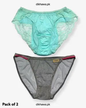 Pack of 2 Imported Stocklot Branded Net Panty Stretchable Net Lace Panty 2021