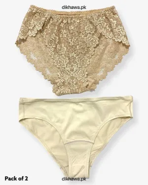 Pack of 2 Imported Stocklot Branded Net Panty Stretchable Net Lace Panty 2021