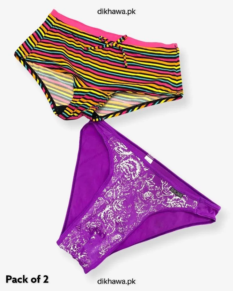 Pack of 2 Imported Stocklot Branded Net Panty Stretchable Net Thong Panty 2021