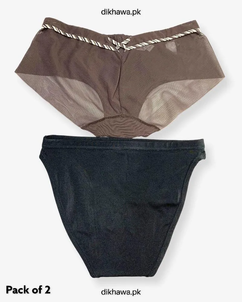Pack of 2 Imported Stocklot Branded Net Panty Stretchable Net Thong Panty 2021