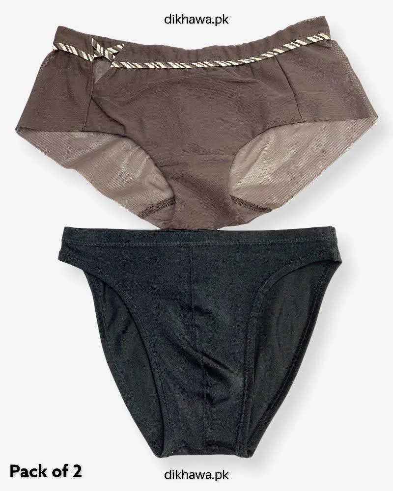 Pack of 2 Imported Stocklot Branded Net Panty Stretchable Net Thong Panty 2021