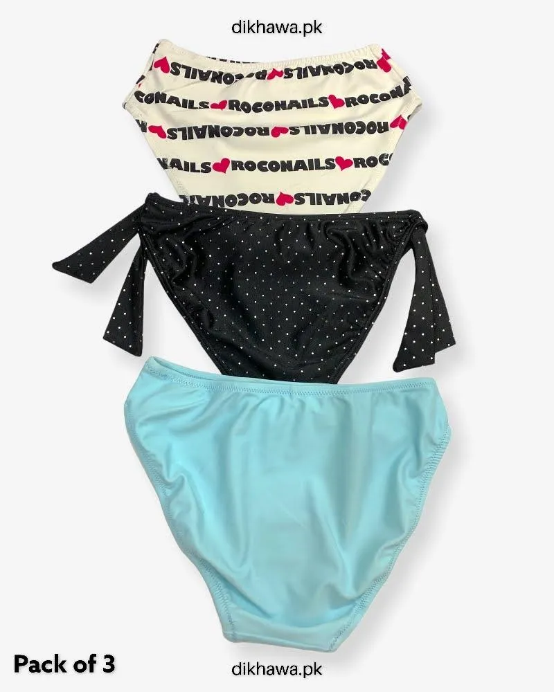 Pack of 3 Imported Stocklot Branded Jersey Panty Stretchable Bikini Style Thong Panty 2021