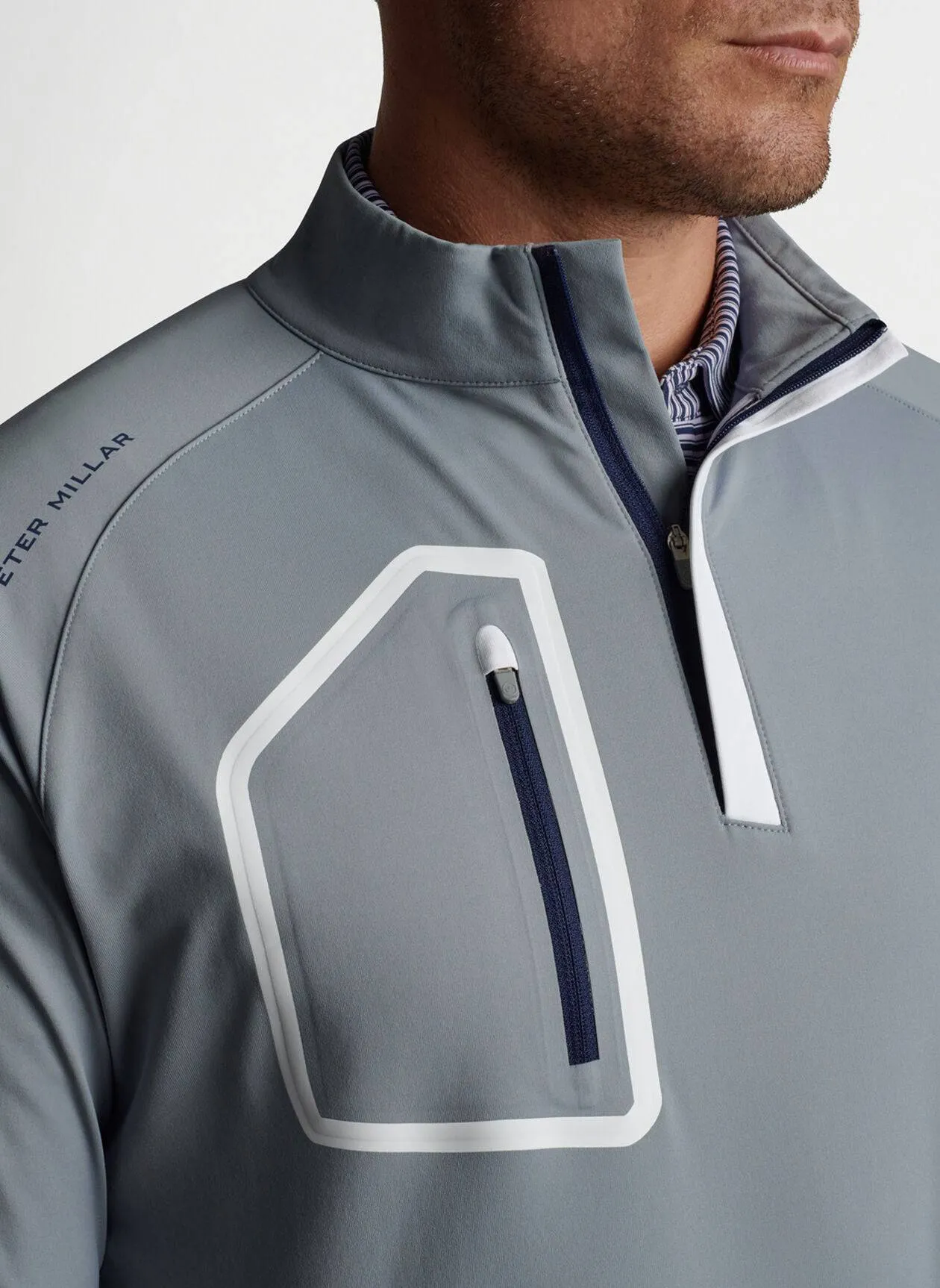 Peter Millar Mens Classic Fit Forge Performance Quarter Zip - LONDON