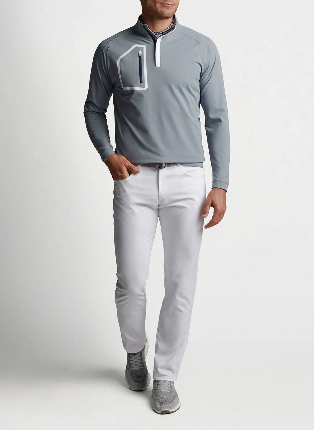 Peter Millar Mens Classic Fit Forge Performance Quarter Zip - LONDON