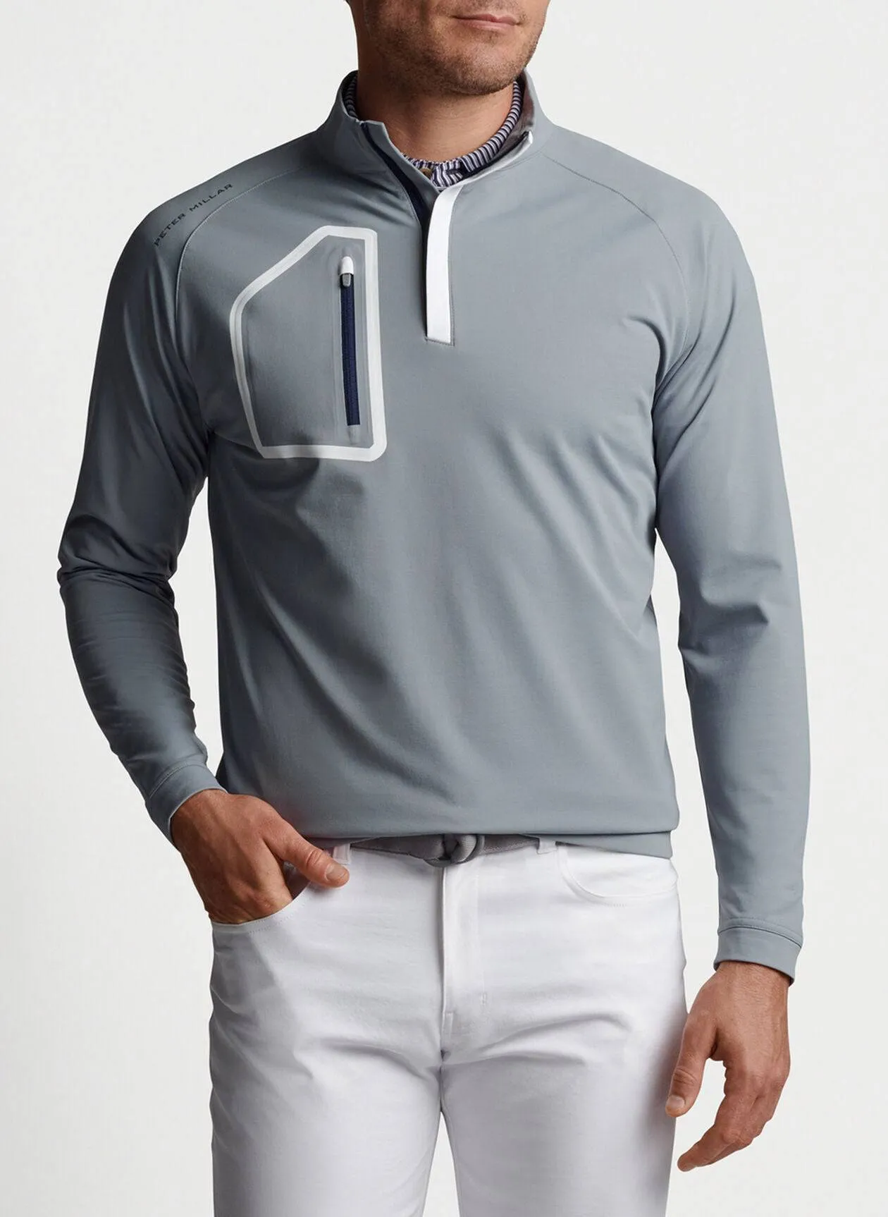 Peter Millar Mens Classic Fit Forge Performance Quarter Zip - LONDON