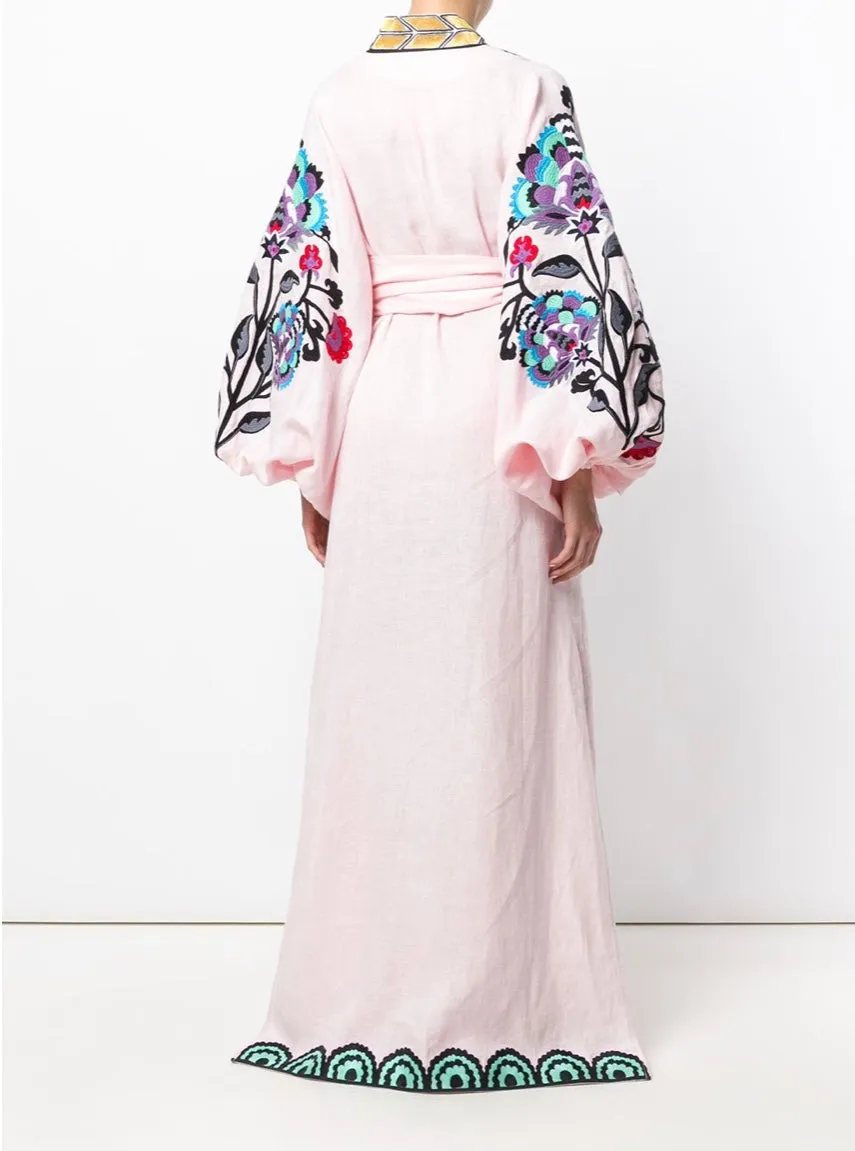 Pink embroidered dress