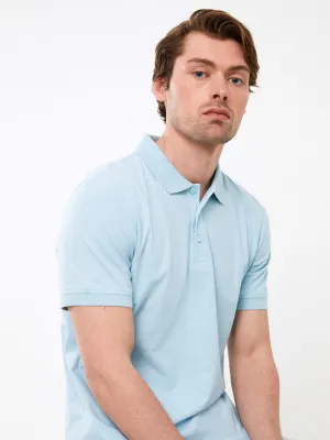 Polo Neck Short Sleeve Linen Blend Men's T-Shirt