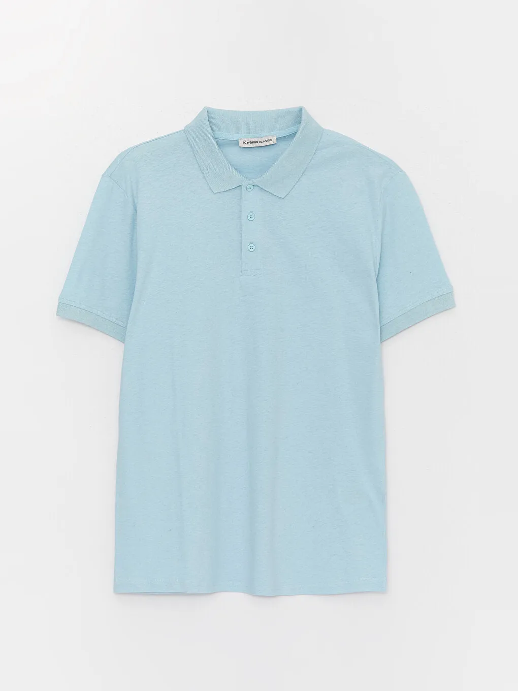 Polo Neck Short Sleeve Linen Blend Men's T-Shirt