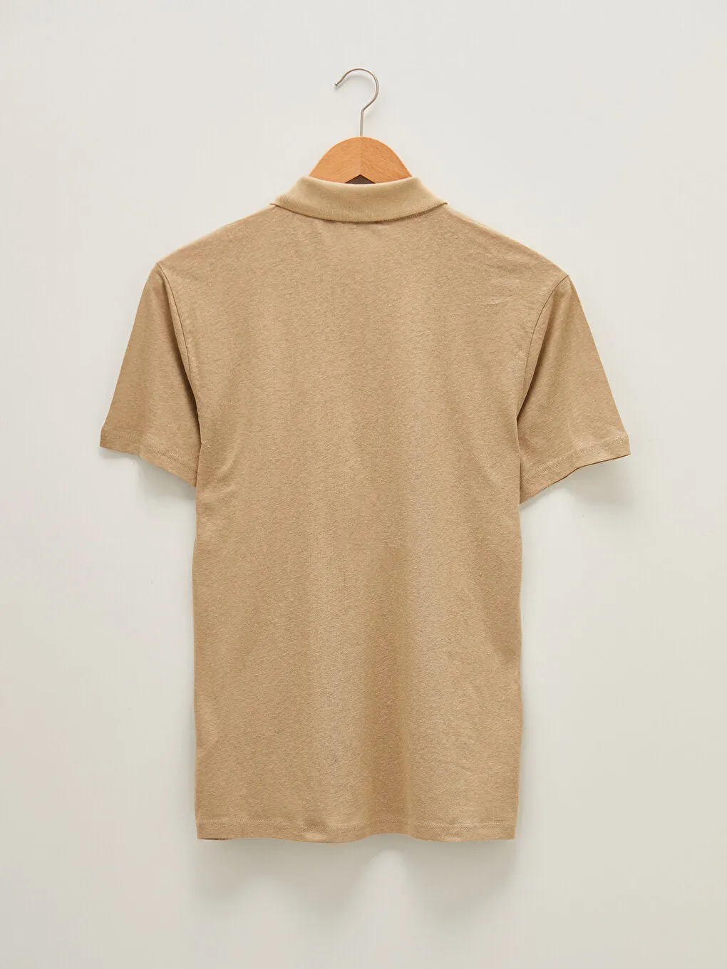 Polo Neck Short Sleeve Linen Men's T-Shirt