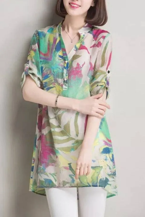 Printing Cotton & Linen T-shirt