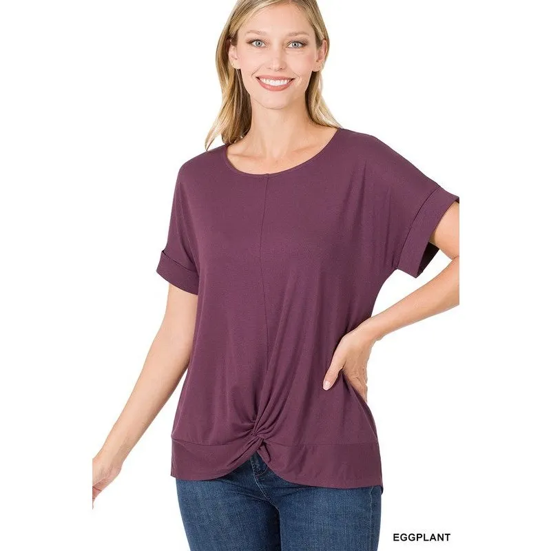 RAYON SPAN CREPE KNOT-FRONT TOP