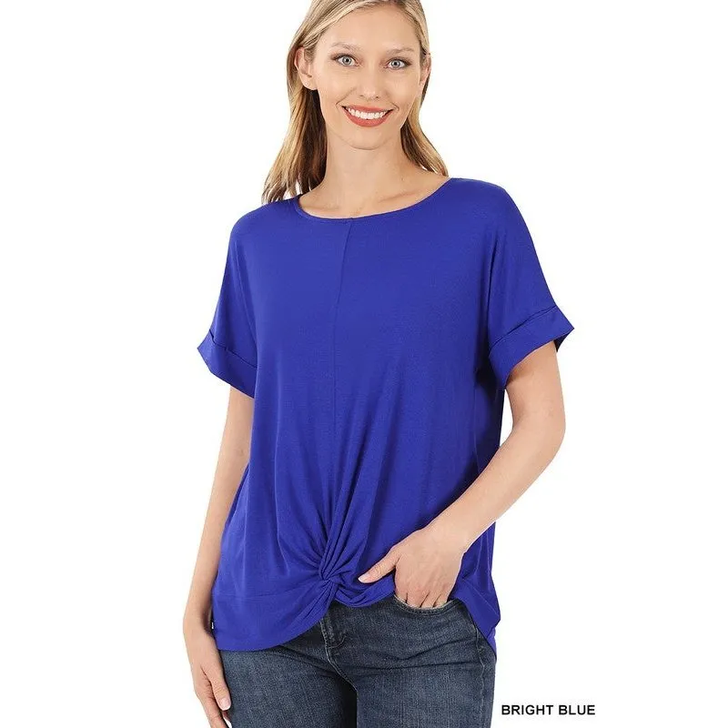 RAYON SPAN CREPE KNOT-FRONT TOP