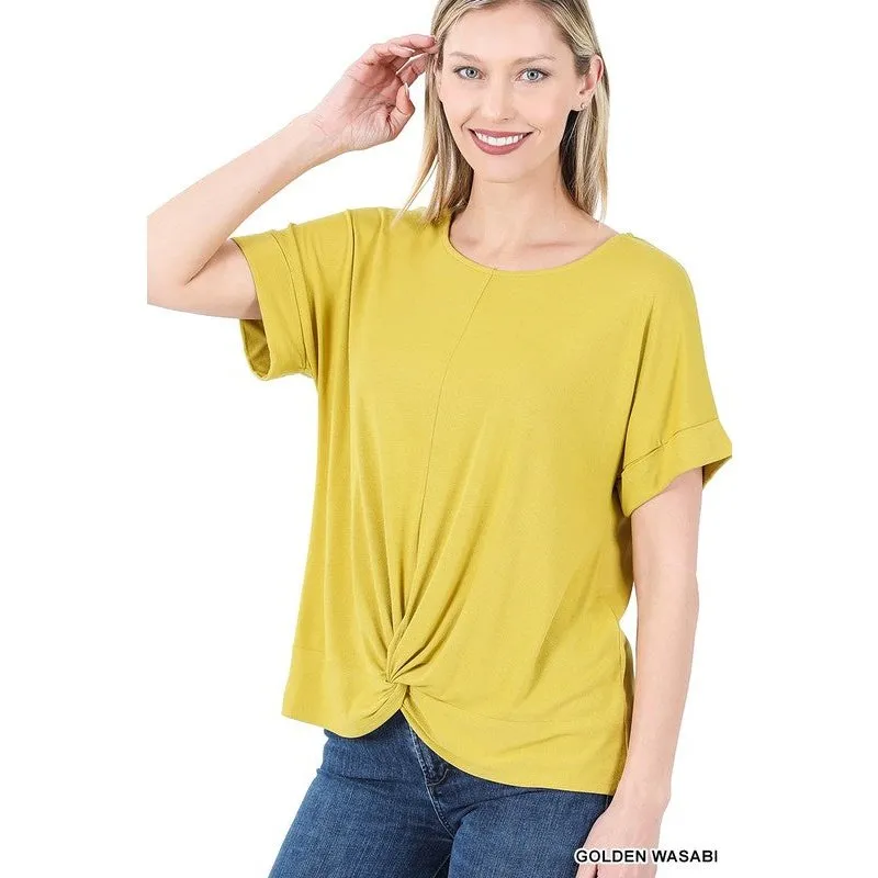 RAYON SPAN CREPE KNOT-FRONT TOP