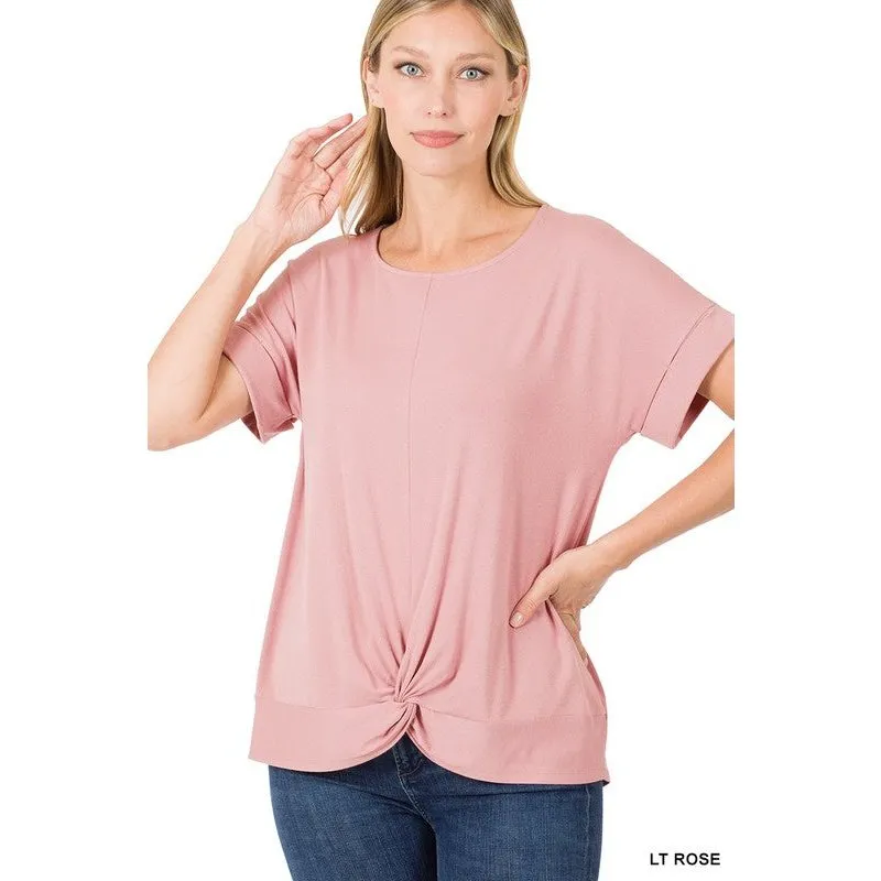 RAYON SPAN CREPE KNOT-FRONT TOP