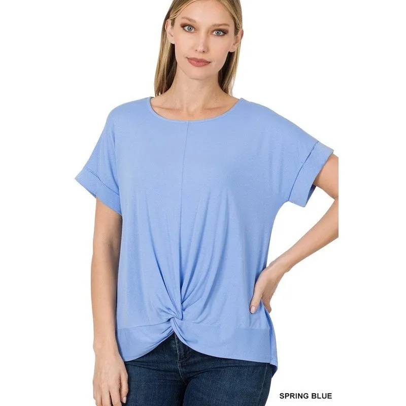 RAYON SPAN CREPE KNOT-FRONT TOP