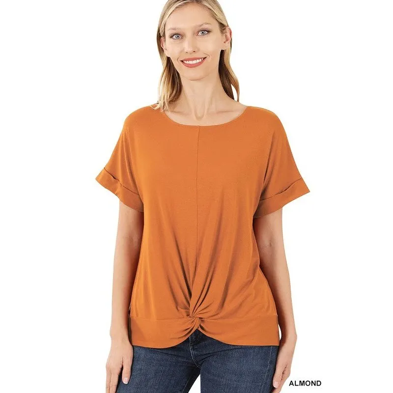 RAYON SPAN CREPE KNOT-FRONT TOP
