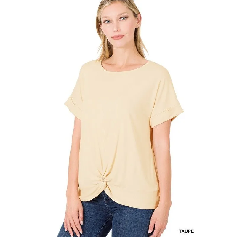 RAYON SPAN CREPE KNOT-FRONT TOP