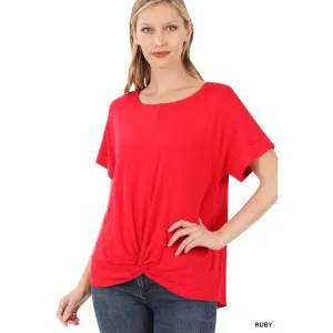 RAYON SPAN CREPE KNOT-FRONT TOP