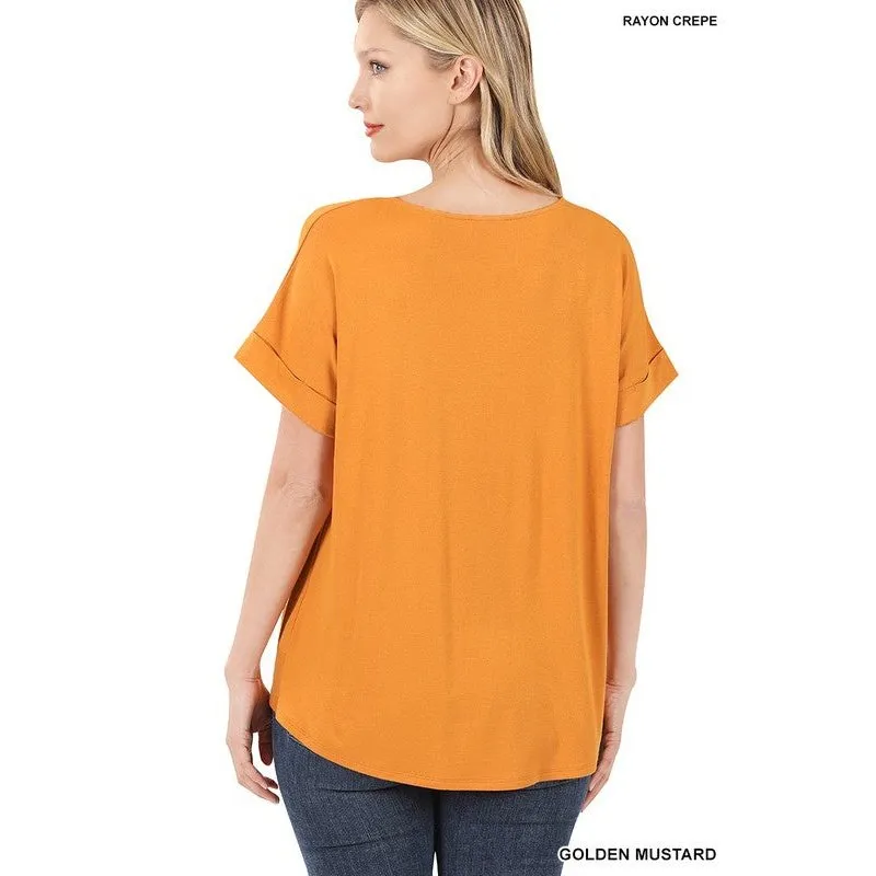 RAYON SPAN CREPE KNOT-FRONT TOP