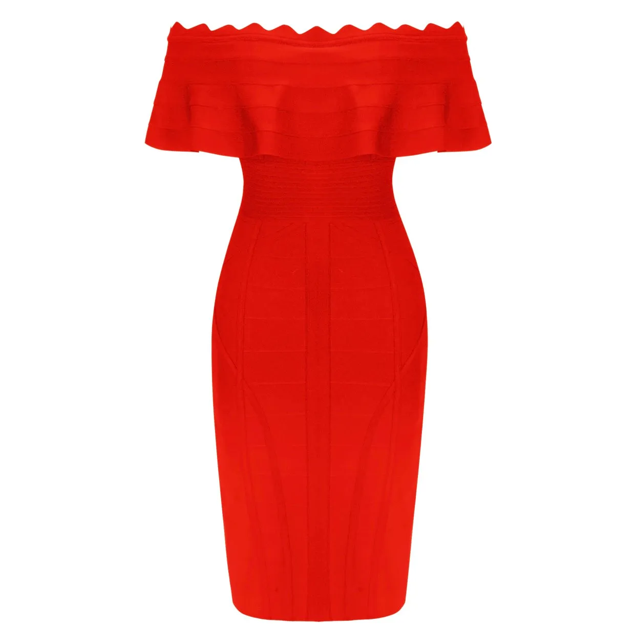 Red Off Shoulder Bandage Dress