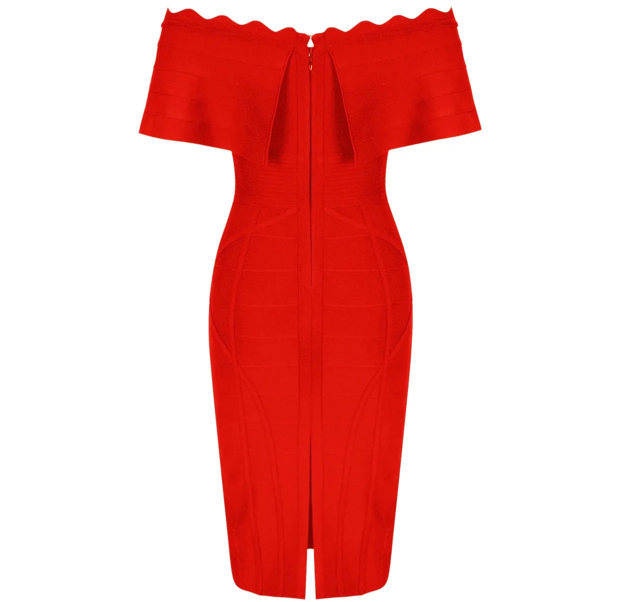 Red Off Shoulder Bandage Dress