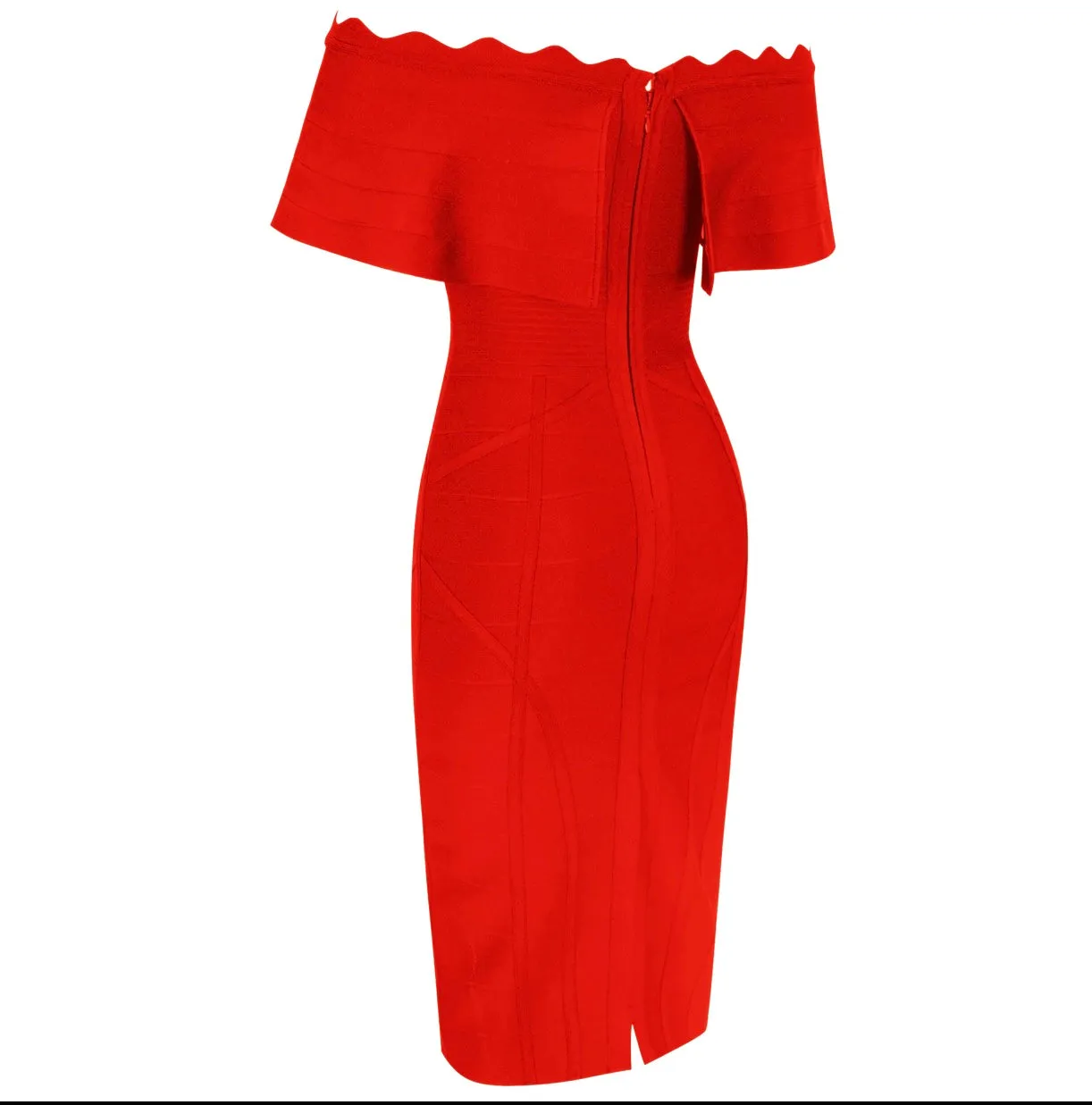 Red Off Shoulder Bandage Dress